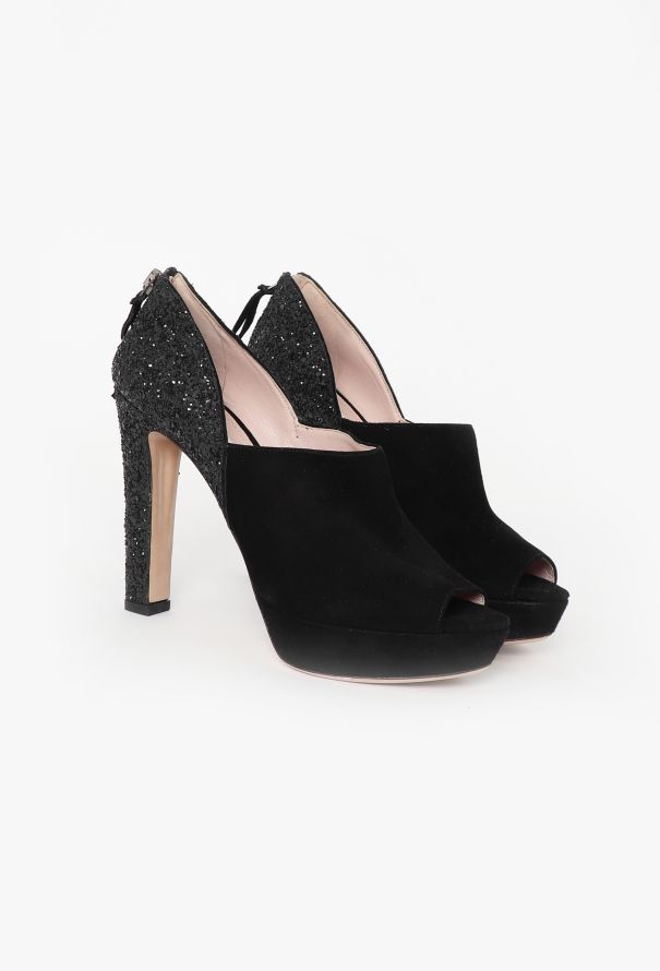 Miu Miu Embellished Suede Heels - 2 Miu Miu Embellished Suede Heels - 2