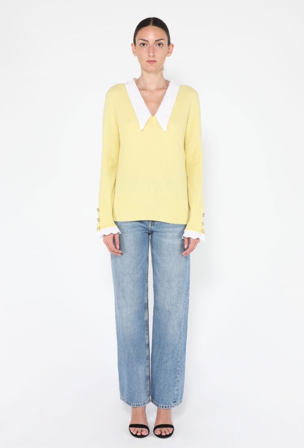 Chanel Lace Trim Cashmere Sweater, Pre-Fall 2024 - 3