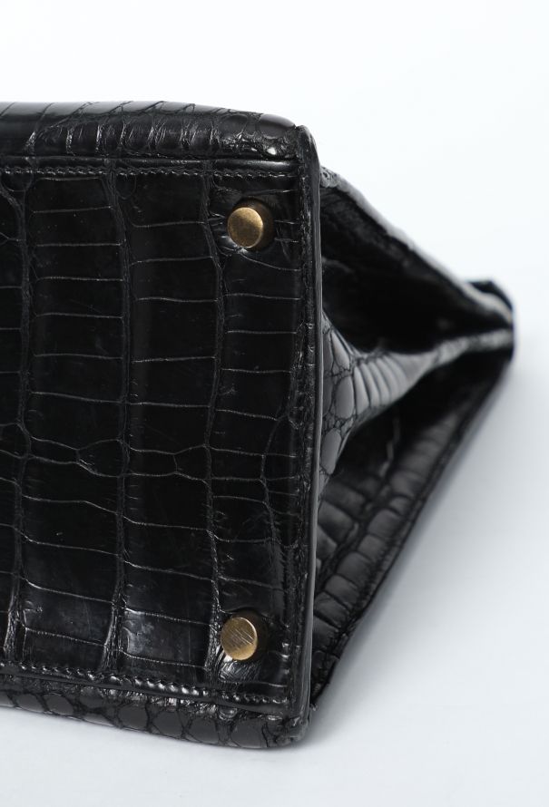 Hermès Rare 1970  Black Porosus Kelly Sellier 35 - 10