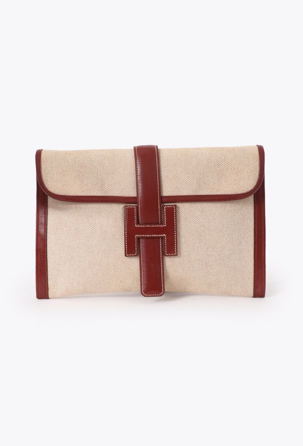 Hermès Toile H & Box Jige Clutch - 1