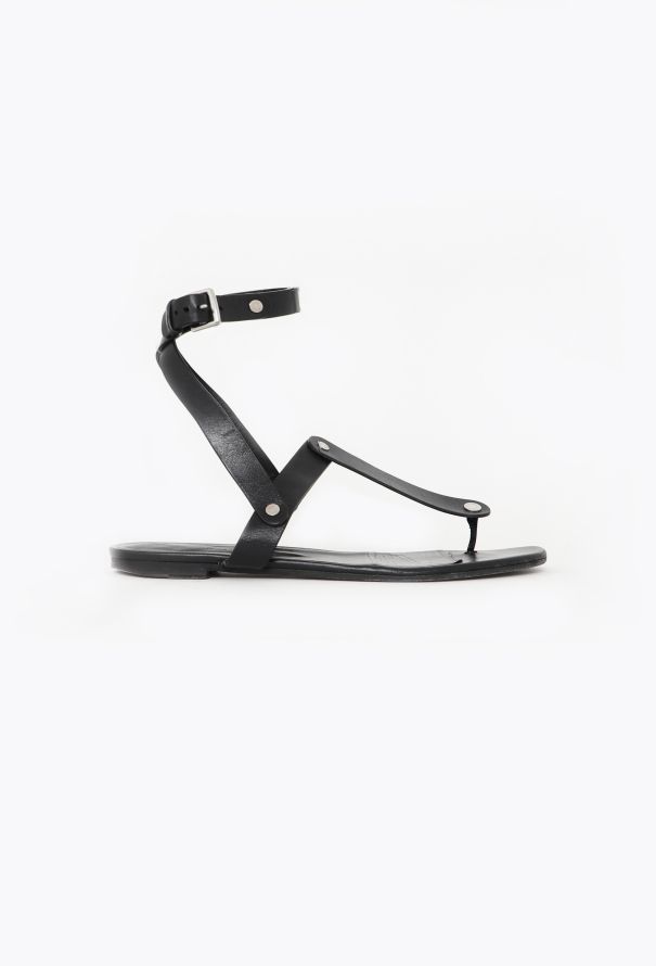 Hermès Leather Ankle Wrap Sandals - 1