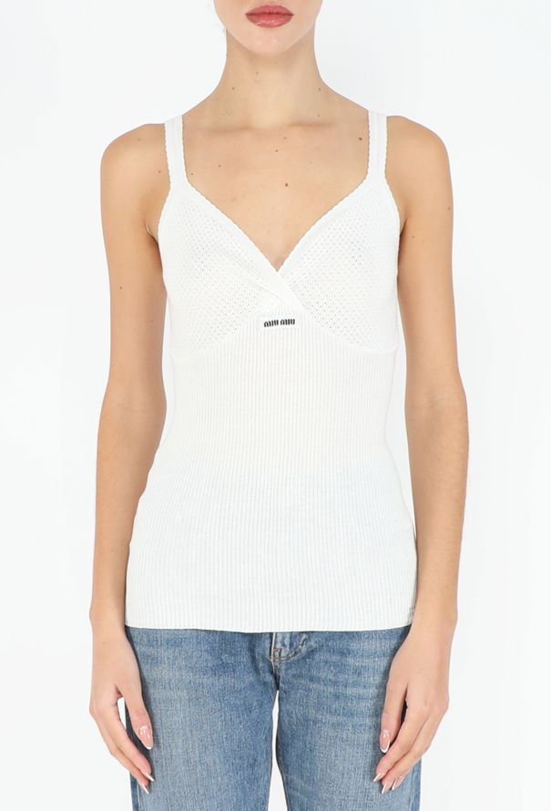 Miu Miu F/W 2025 Ribbed Knit Logo Camisole - 3