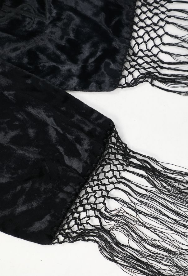 Saint Laurent Tom Ford F/W 2001 Velvet Fringe Scarf - 5