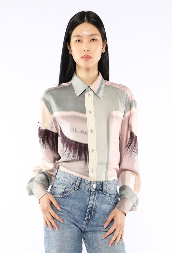 Céline Eyelash Print Button Down Top, 2018 - 1