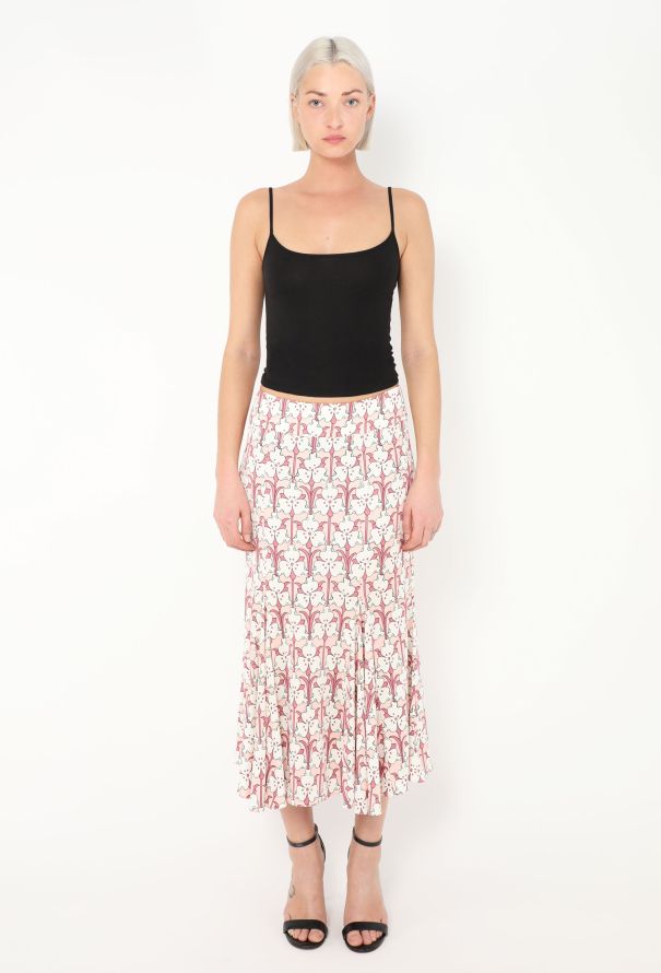 Prada Flared Floral Silk Skirt - 1