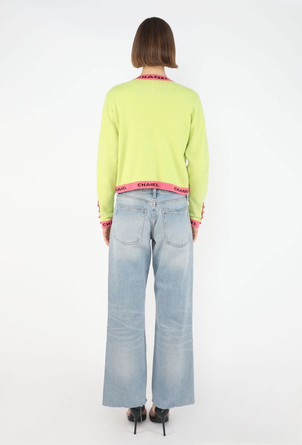 Chanel Neon Cashmere Cardigan Set, Resort 1995 - 8