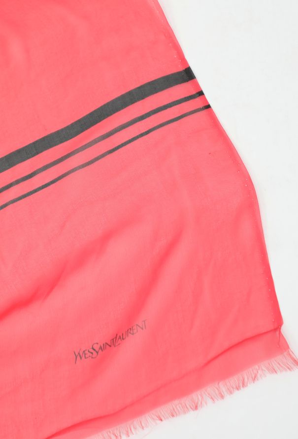 Saint Laurent Vintage Coral Silk Scarf - 4