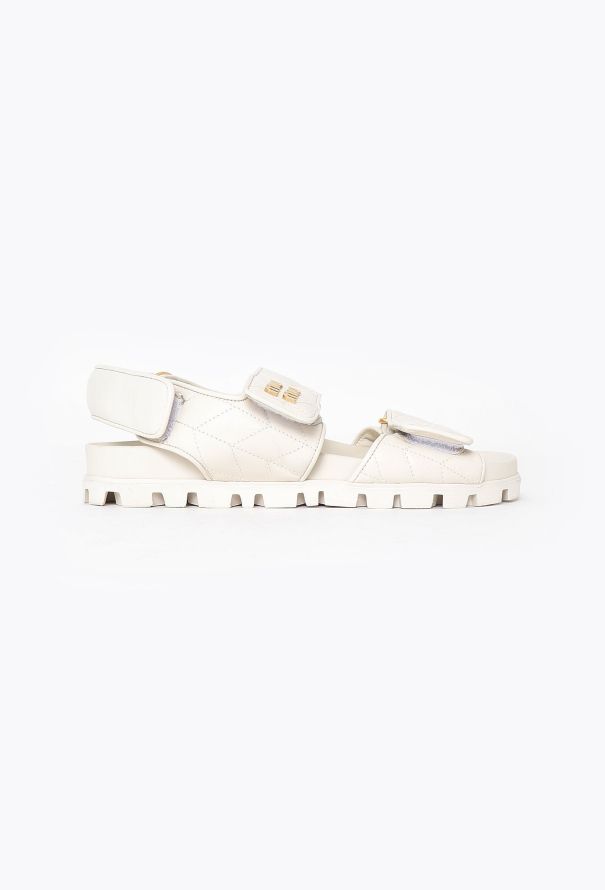 Miu Miu 2024 Quilted Leather Logo Sandals - 1