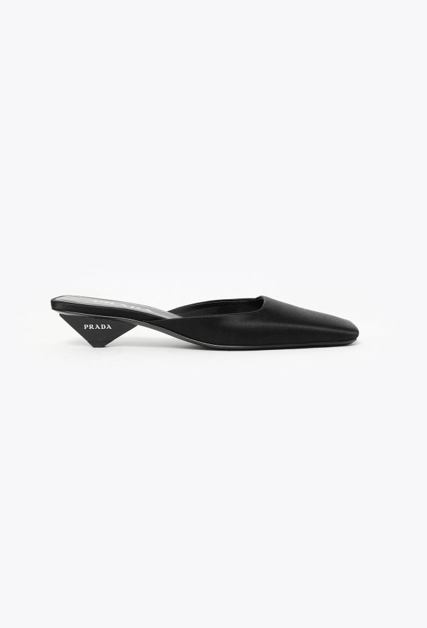 Prada 2024 Satin Angled Heel Mules - 1