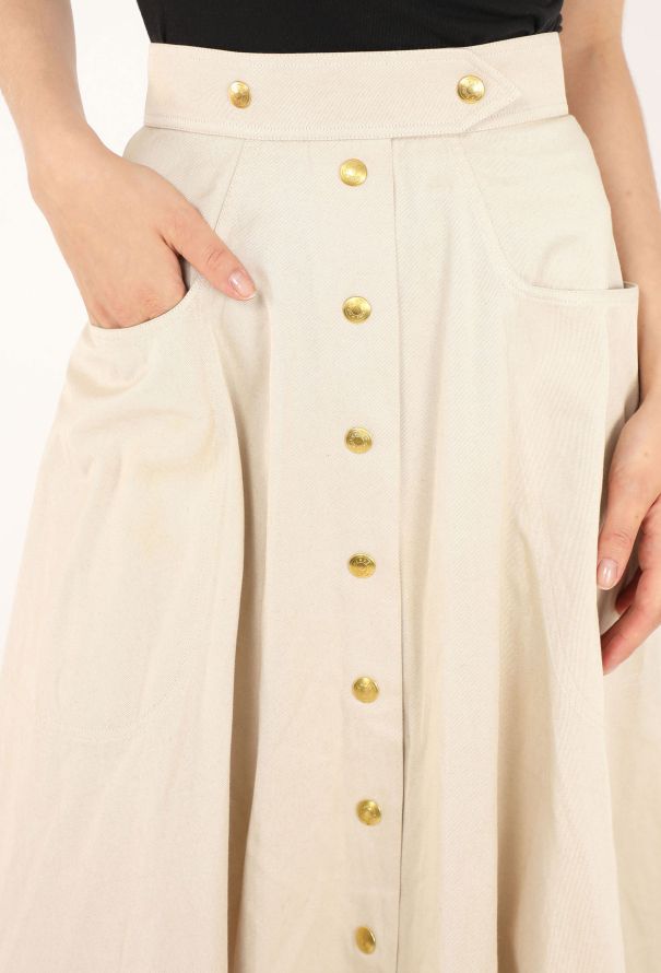 Hermès Gabardine Clou de Selle Skirt, 1970s - 2
