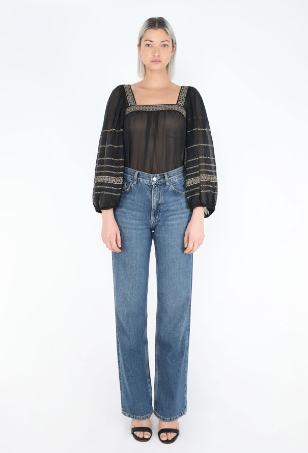 Saint Laurent 1977 Russian Lamé Peasant Blouse - 4