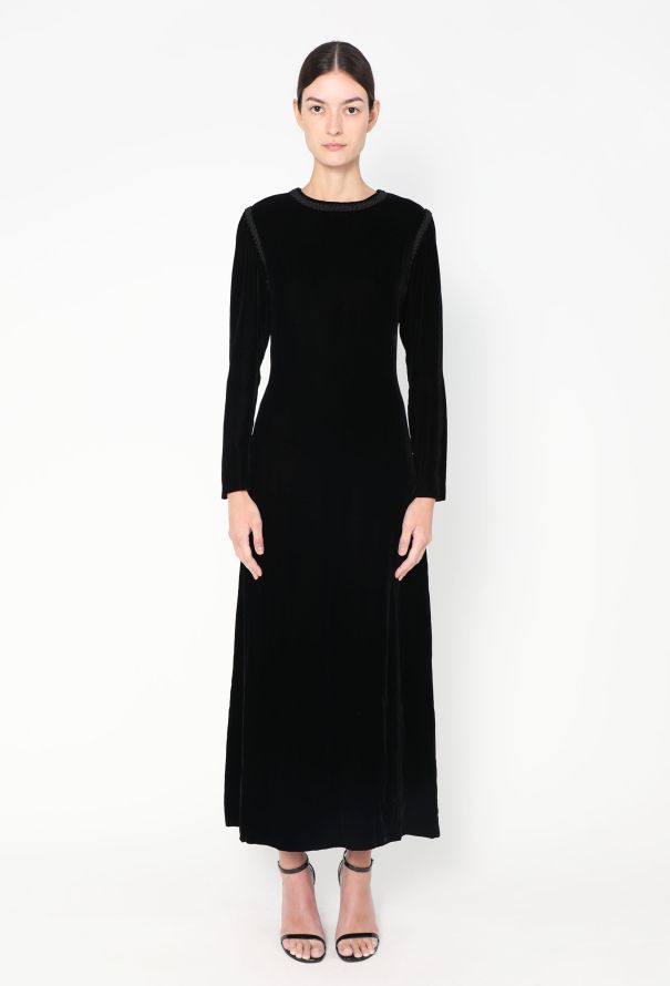 Saint Laurent Late '70s Velvet Russian Trim Dress - 1
