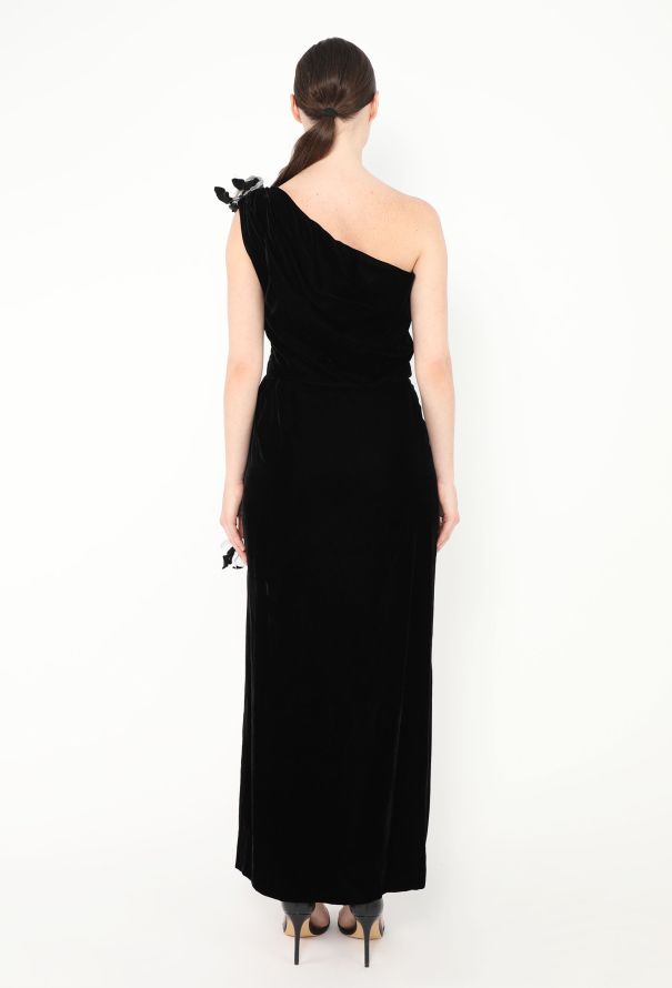 Saint Laurent 1993 Velvet One-Shoulder Gown - 4 Saint Laurent 1993 Velvet One-Shoulder Gown - 4