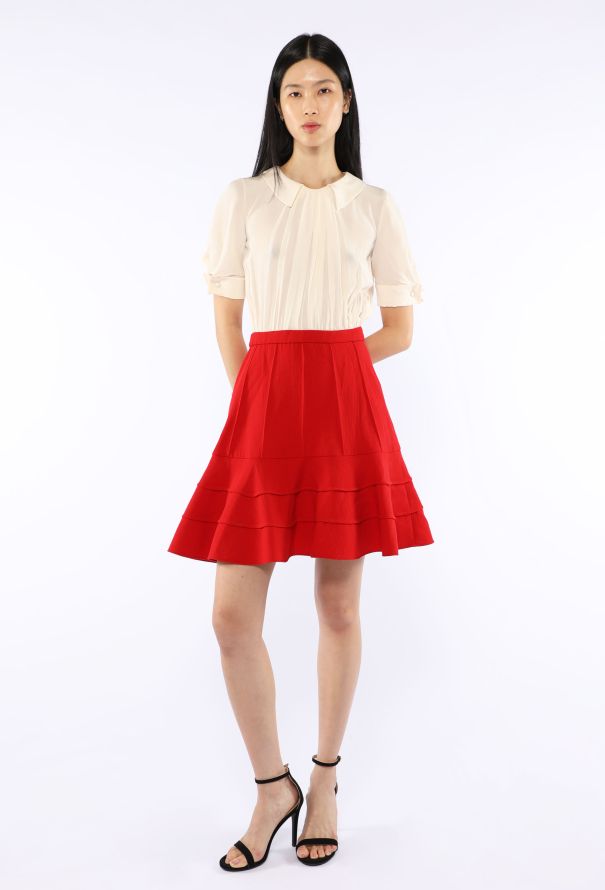 Miu Miu Pleated Silk Combination Dress - 2