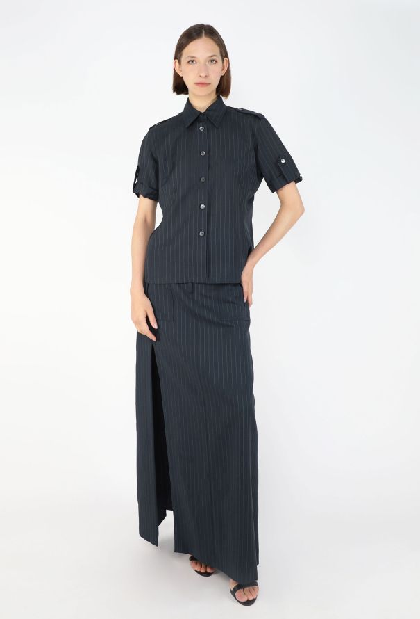 Gucci 1996 Pinstripe Maxi Skirt Ensemble - 1