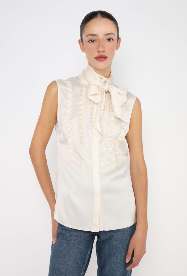 Chanel Ruffled Silk Lavallière Blouse - 1
