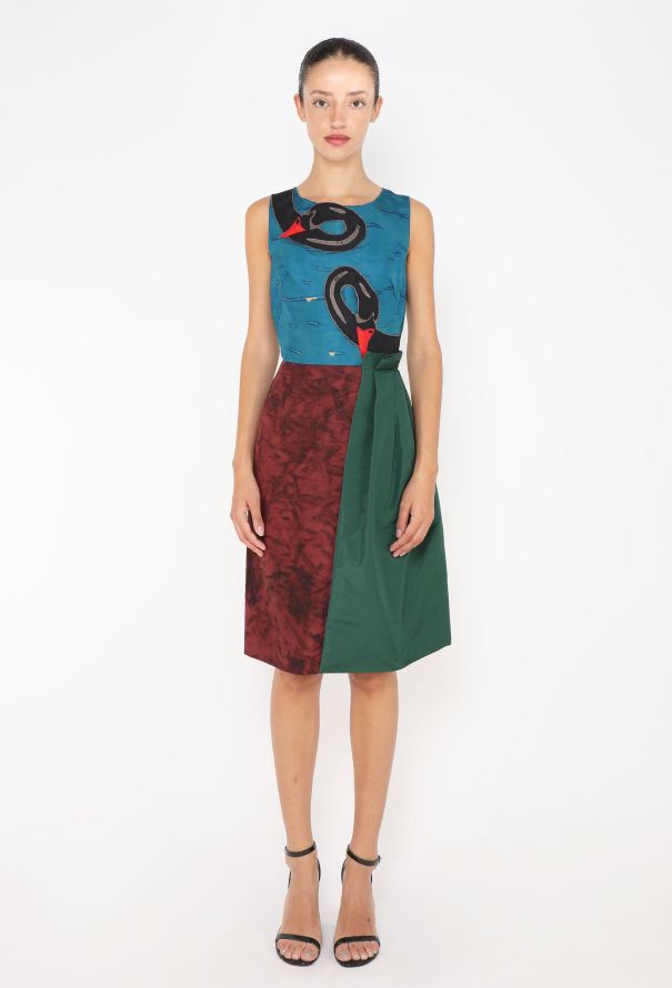 Prada S/S 2005 Swan Appliqué Silk Dress - 1