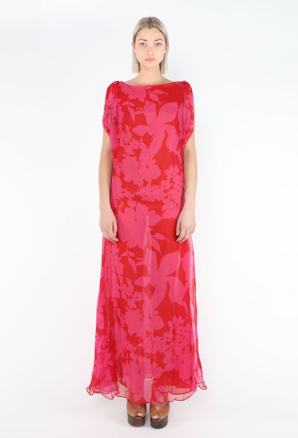 Saint Laurent STUNNING 1997 Elbaz Floral Chiffon Dress - 1