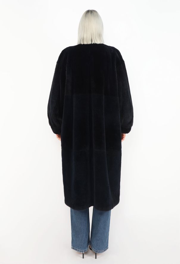 Saint Laurent Vintage Midnight Shearling Fur Coat - 6
