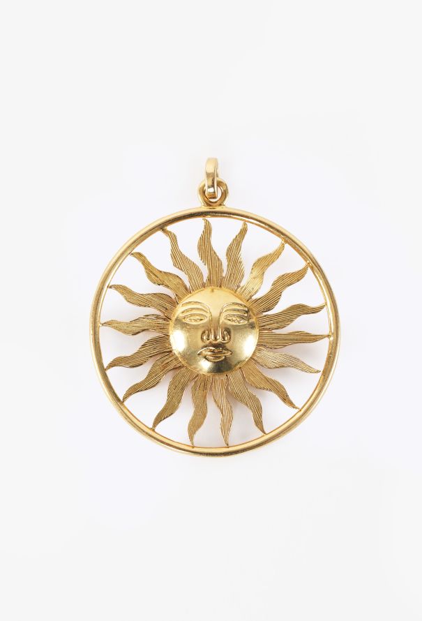 Vintage Fine Jewelry 18K Yellow Gold Sun Motif Pendant - 1