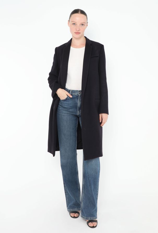 Céline Navy Tailored Crombie Coat - 3