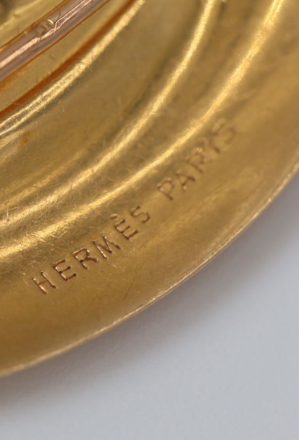 Hermès 18k Yellow Gold Feather Brooch - 5