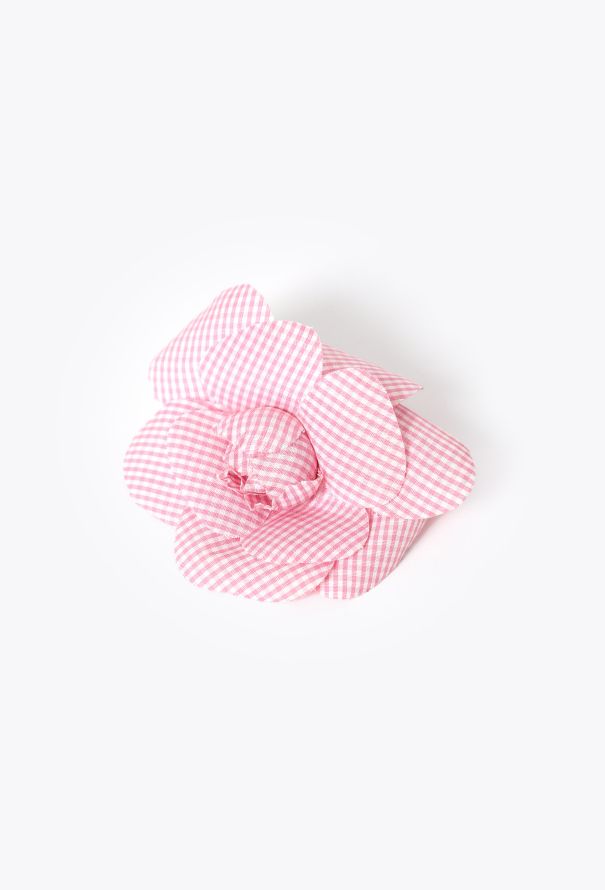 Chanel Bicolor Gingham Camélia Brooch - 1