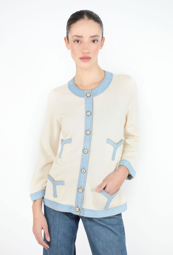 Chanel 2007 Denim Trim 'CC' Cardigan - 1