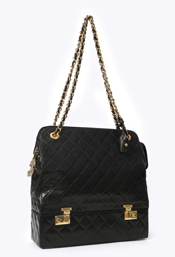 Chanel Vintage Quilted Vanity Case Tote Bag - 3