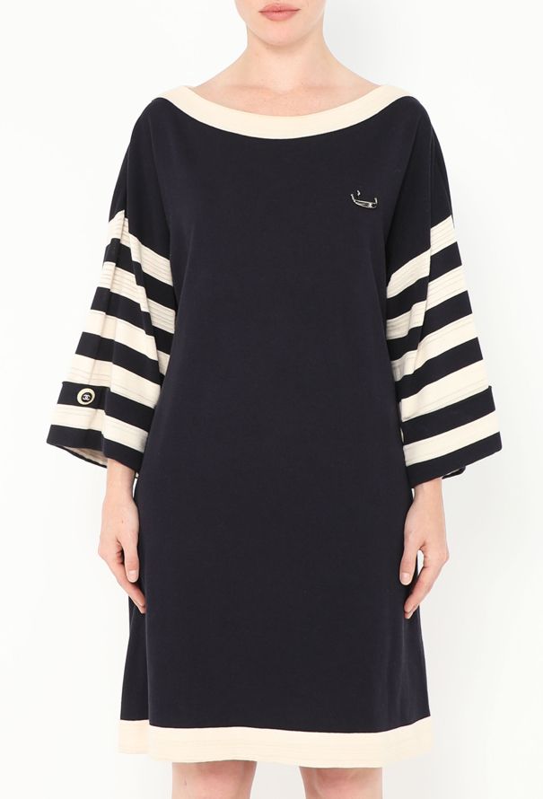 Chanel Marinière Brooch Dress in Navy Knit – Resort 2014 - 2