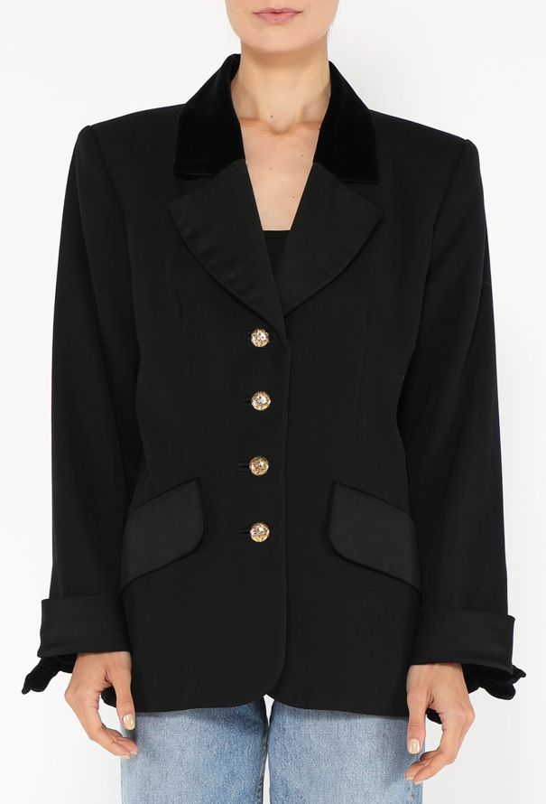 Saint Laurent '90s Velvet Trim Smoking Blazer - 1