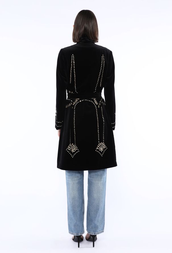 Dries Van Noten Velvet Embellished Belted Coat, F/W 2016 - 7