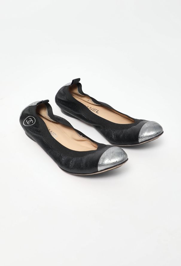 Chanel 2008 Metallic Trim 'CC' Ballerinas - 3