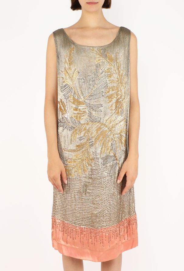 Antique Hand-Embellished Lamé Flapper Dress, 1920s - 3