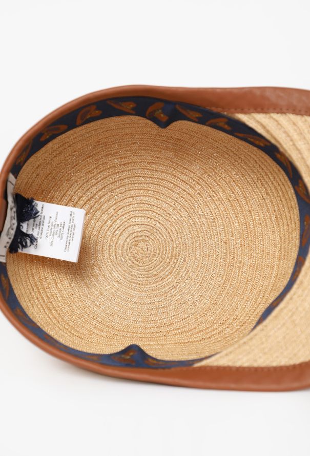 Hermès Leather Trim Straw Cap - 6