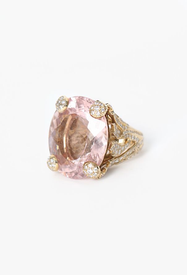 Dior 18k Yellow Gold, Morganite & Diamond Miss Dior Ring - 5