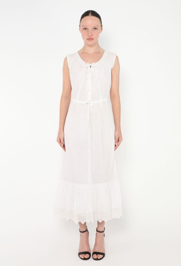 Lace Trim Scalloped Cotton Dress - 1