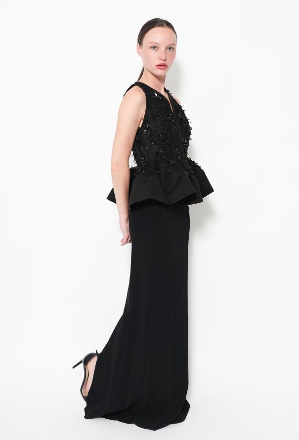 Balenciaga Embellished peplum crepe gown | Gowns, Black sparkly dress, Black  peplum dress
