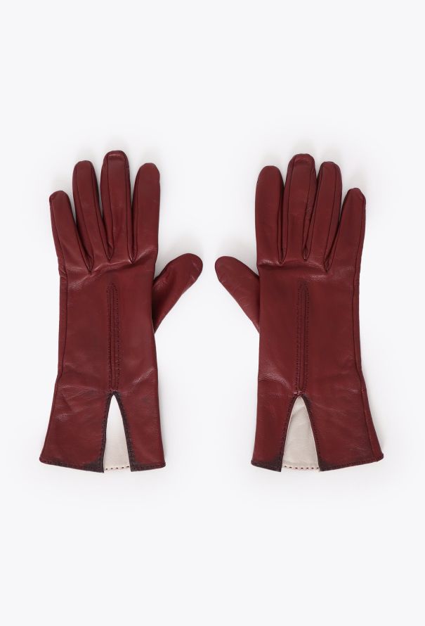 Hermès Vintage Stitched Leather Slit Gloves - 1