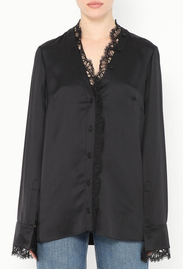 Alexander McQueen Silk Lace Trim Blouse - 1