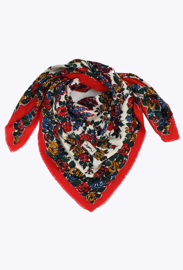 Saint Laurent Late '70s Russian Floral Print Scarf - 1