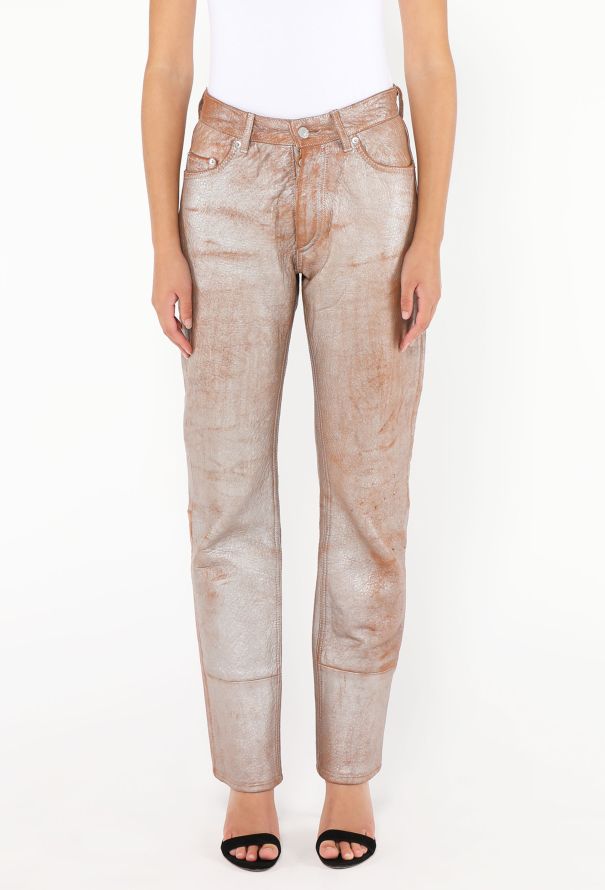 Helmut Lang S/S 1999 Metallic Painted Leather Pants - 3