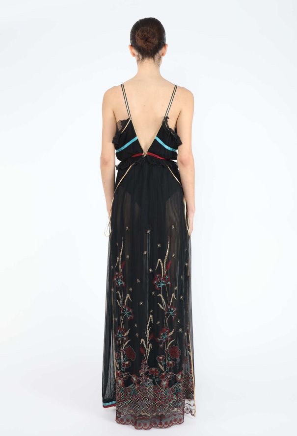 Bill Gibb 1976 Embroidered Silk Lamé Gown - 5