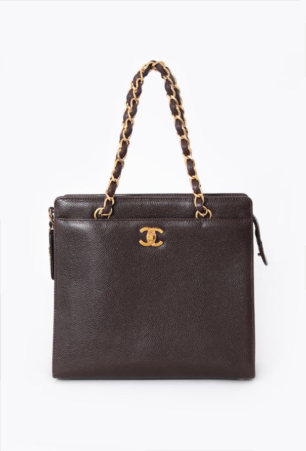 Chanel '90s Brown Caviar Shoulder Bag - 1