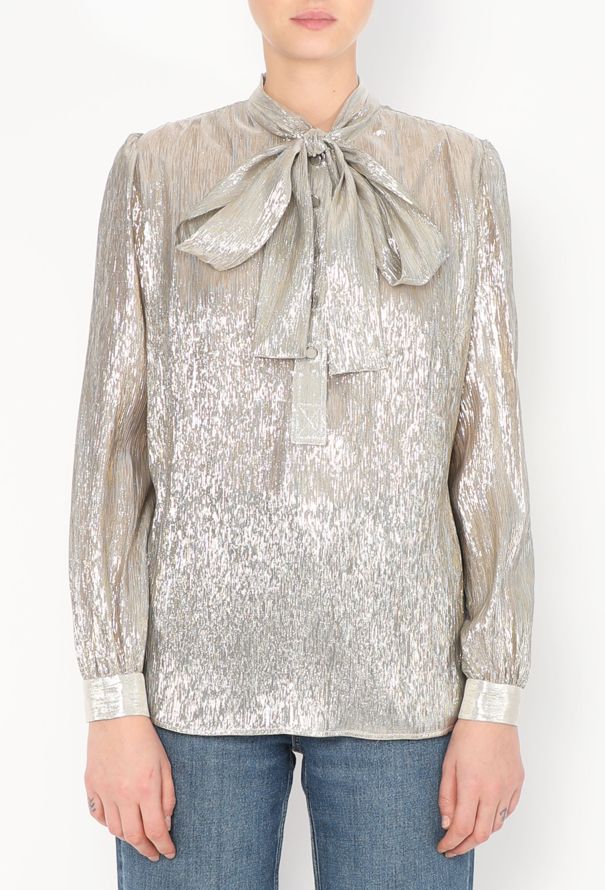 Saint Laurent Pre-Fall 2016 Lamé Silk Blouse - 1