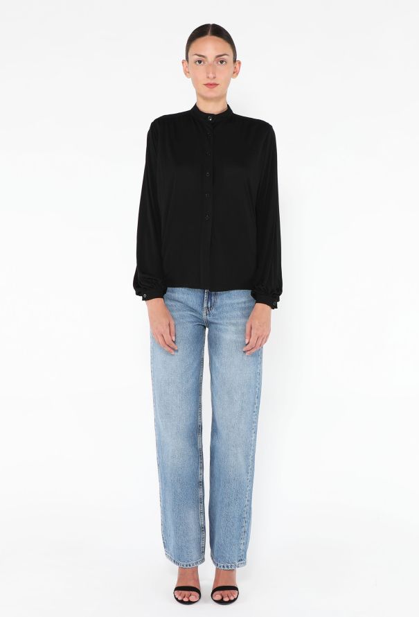 Saint Laurent '70s Crêpe Bishop Sleeve Blouse - 3