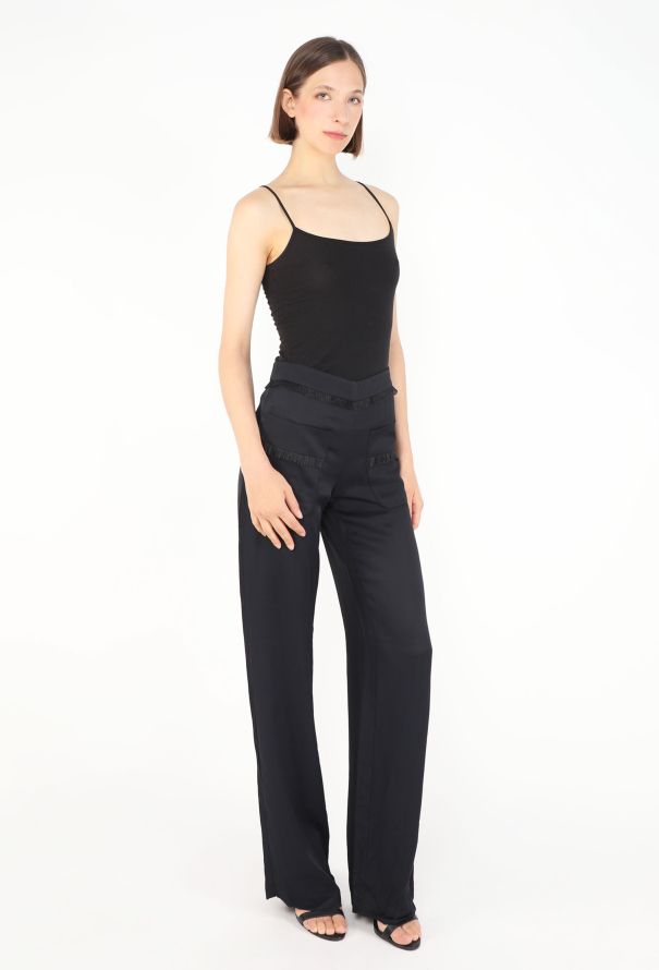 Chanel Frayed Lightweight Silk Trousers - 3