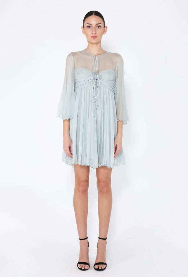 Chloé 2025 Silk Mousseline Pleated Dress - 3