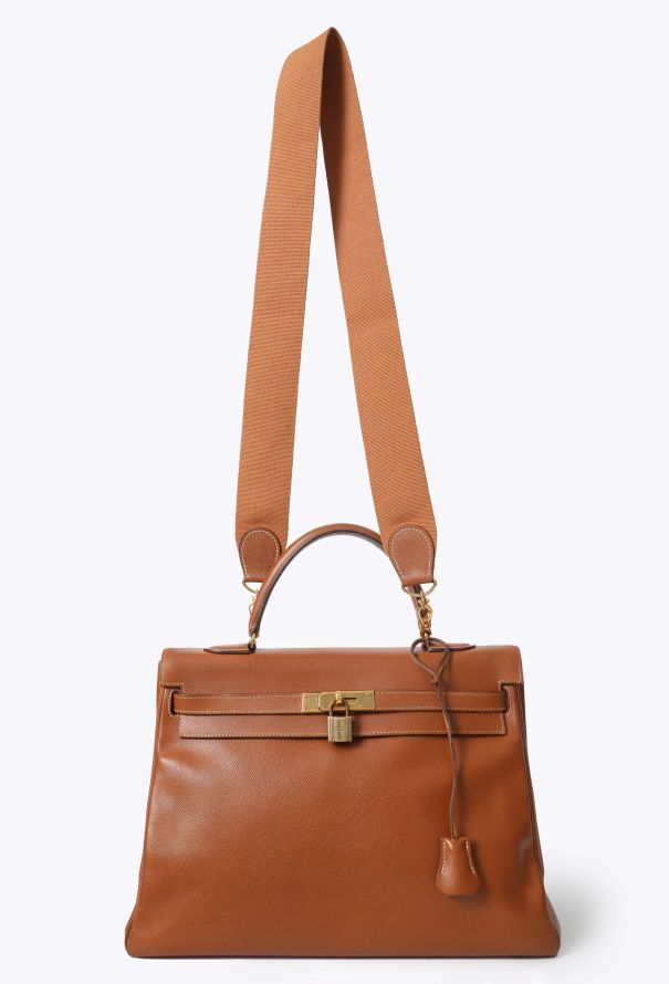 Hermès '80s Gold Courchevel Kelly Retournè 35 - 3