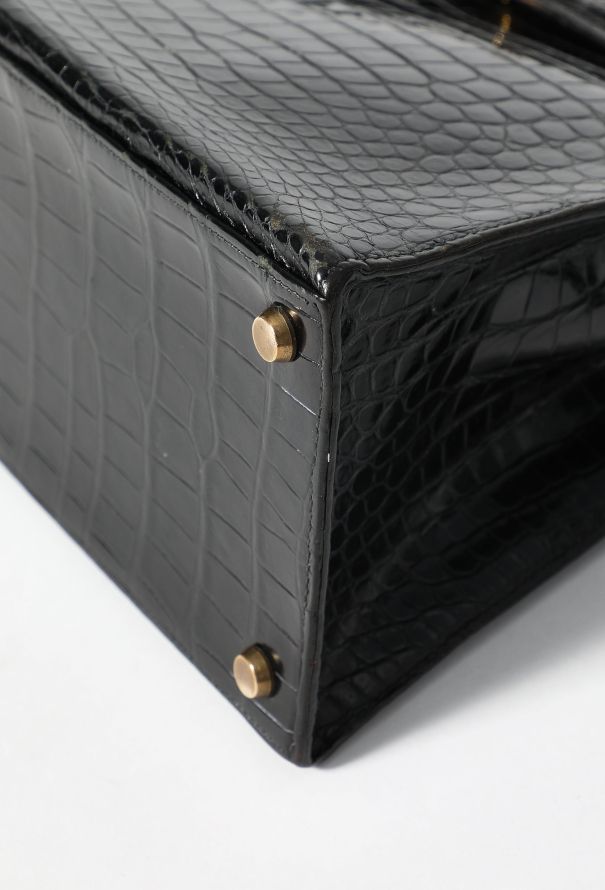 Hermès '60s Black Porosus Kelly Sellier 32 - 10